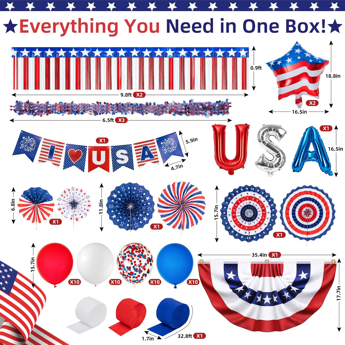 WEIDLUDOR I love USA banner extended along sides or roof