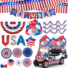 WEIDLUDOR USA foil letters decorating a golf cart for a bold parade look