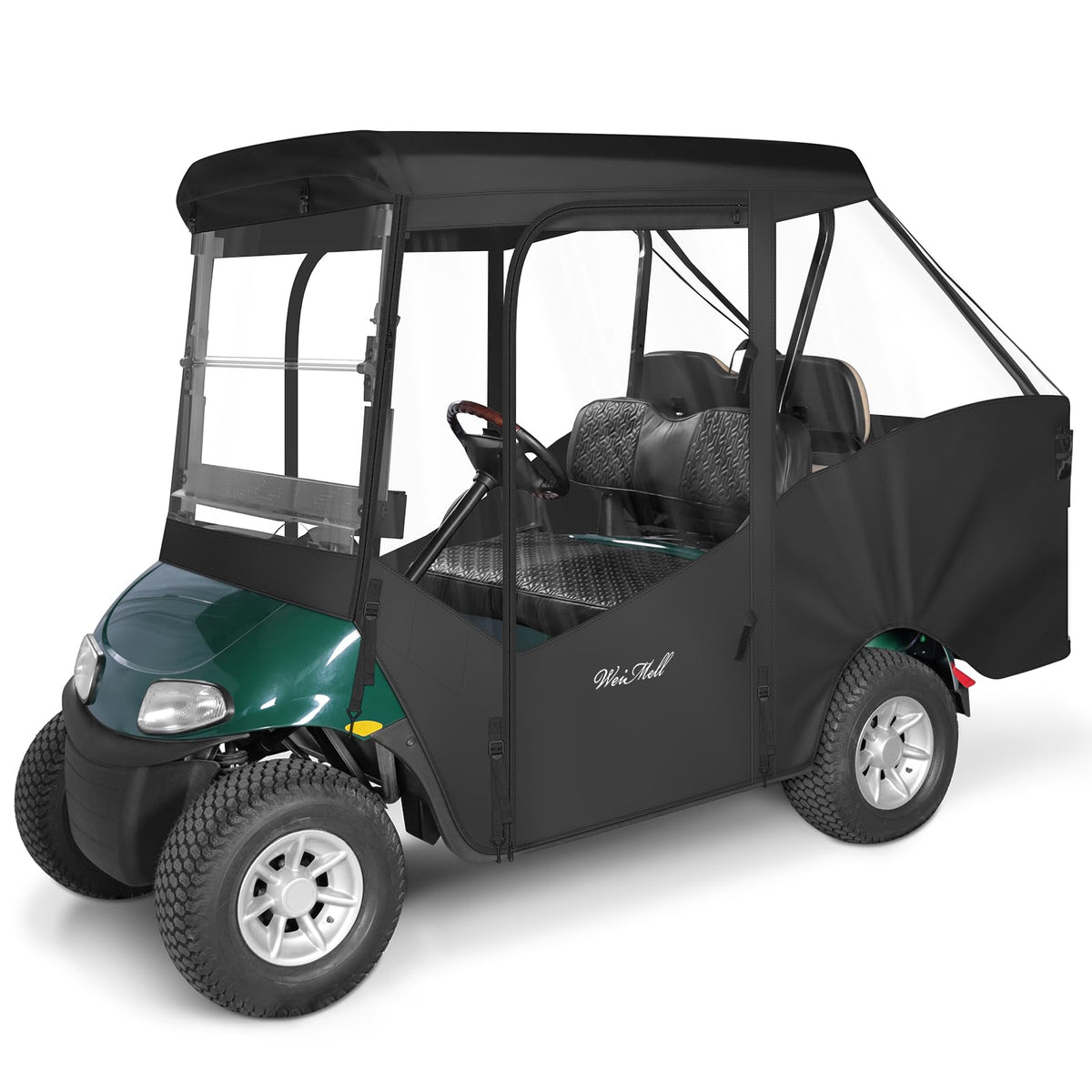 WEIMELL 4-passenger enclosure front view showing rain protection