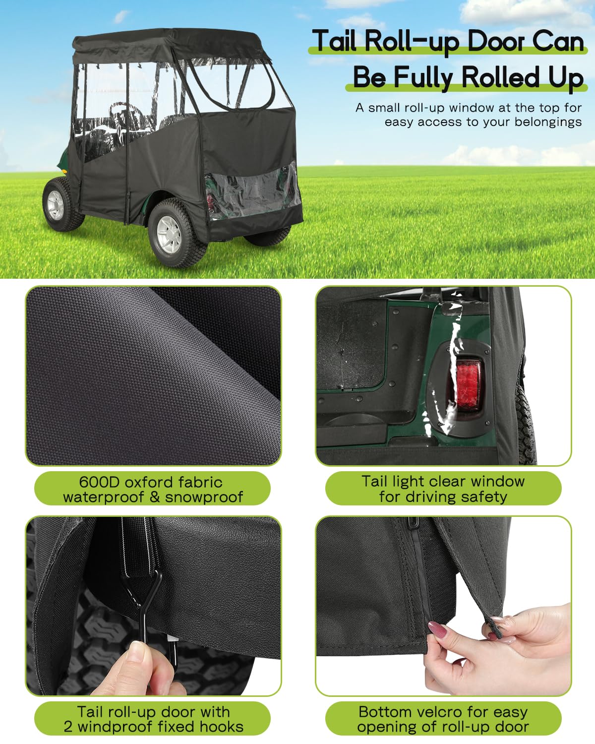 WEIMELL all-weather protection keeps rain, dust, and wind off your EZGO RXV