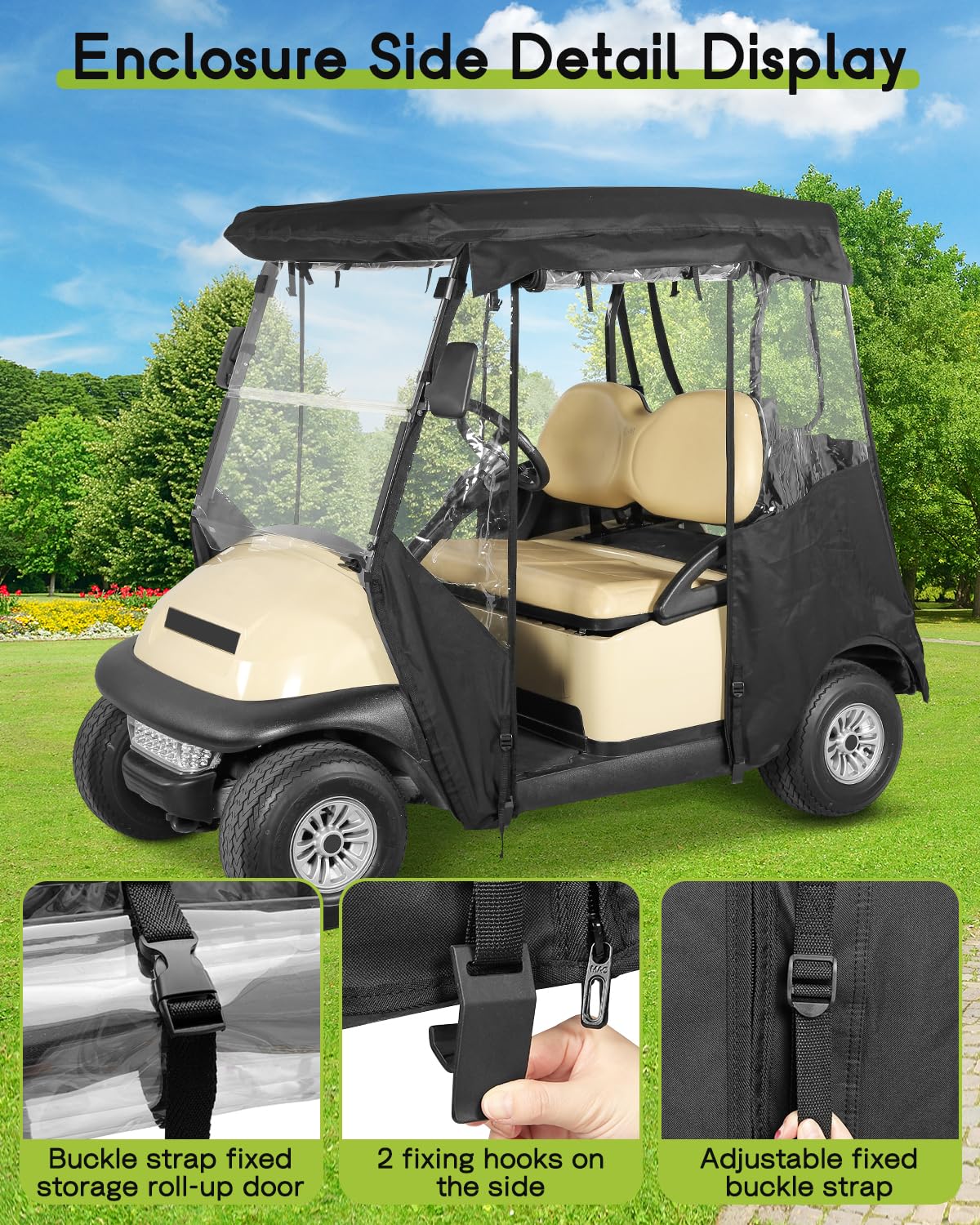 WEIMELL all-weather protection shields your golf cart from rain, dust and wind