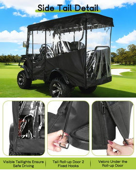 WEIMELL buckle straps secure enclosure to cart poles for stable fit.