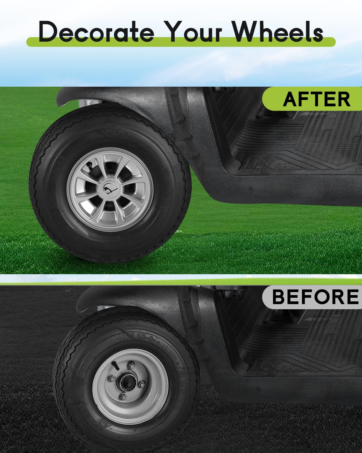 Weimell chrome finish ABS hub cap adds premium style and UV resistance.