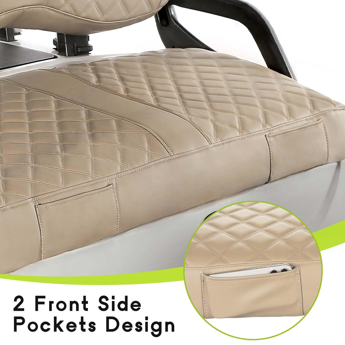 WEIMELL diamond-pattern wrap on golf cart seats restores shine and durability