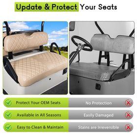 Install WEIMELL EZGO RXV seat cover without tools for snug fit