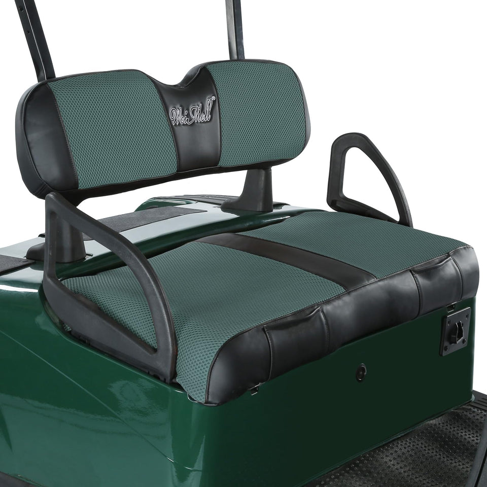 WEIMELL EZGO RXV front seat cushion cover in breathable mesh protects fabric and enhances comfort.
