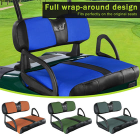 WEIMELL EZGO RXV front seat cushion cover offers breathable comfort for year-round use.