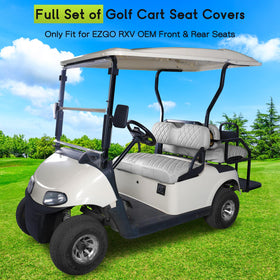WEIMELL EZGO RXV rear seat cover protecting upholstery with pockets.