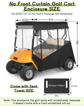 WEIMELL EZGO TXT 2-seat enclosure side view highlights easy access and all-weather coverage.