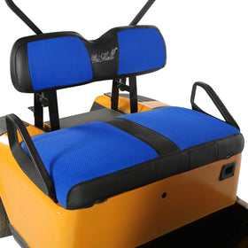 Weimell EZGO TXT front seat cover assembly demonstrates sturdy fit and refreshed interior.