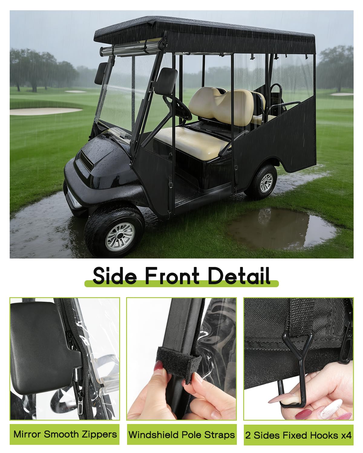 WEIMELL four-sided clear windows improve visibility and mirror access while driving.