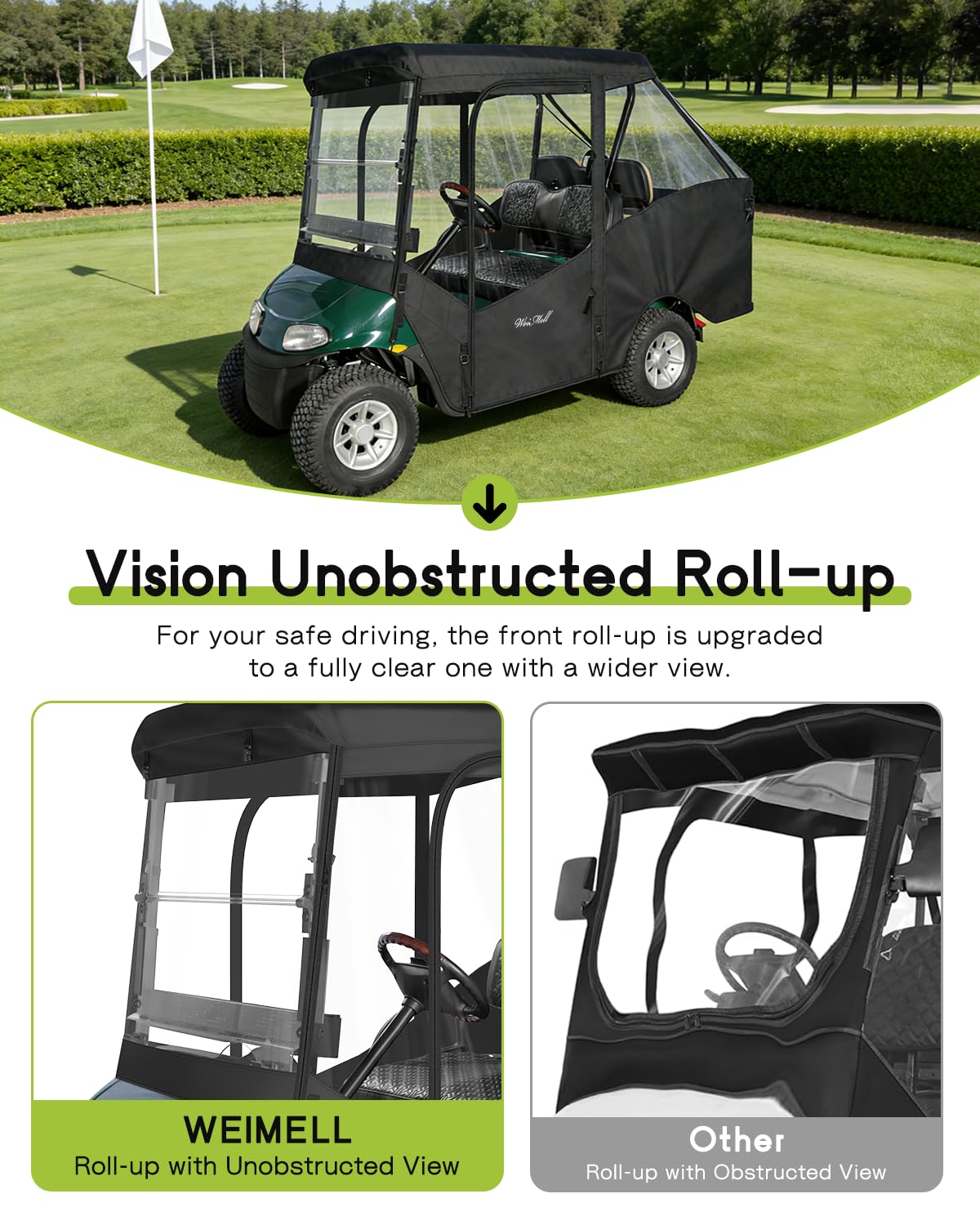 WEIMELL front windscreen roll-up feature in action