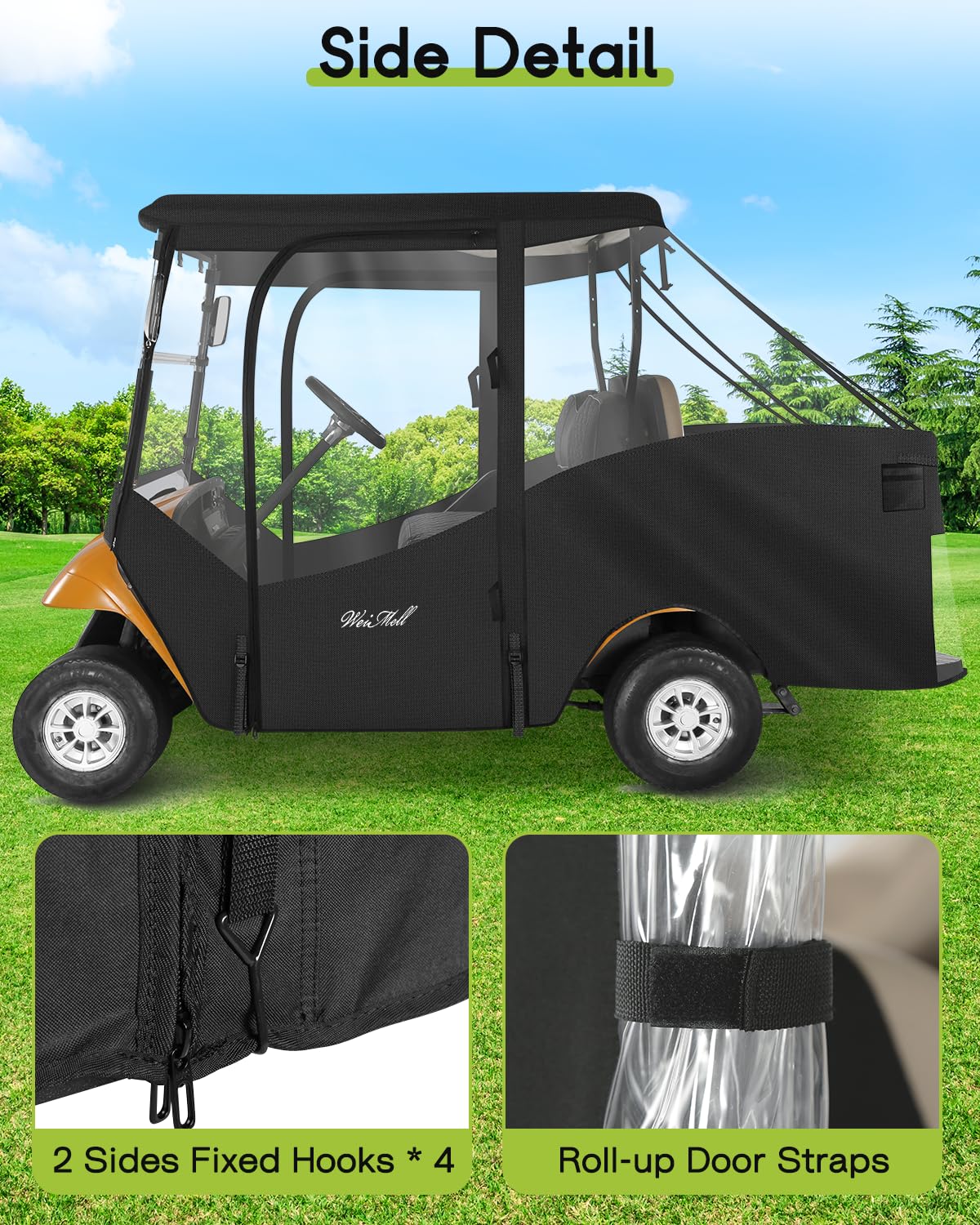 WEIMELL four-seat rain cover with clear windows for visibility