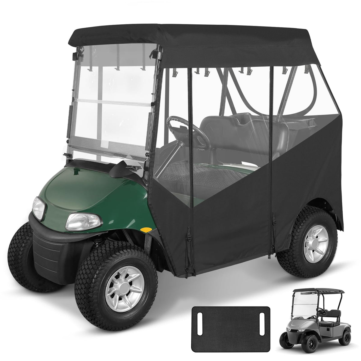 WEIMELL EZGO RXV enclosure front view shows clear rain visibility