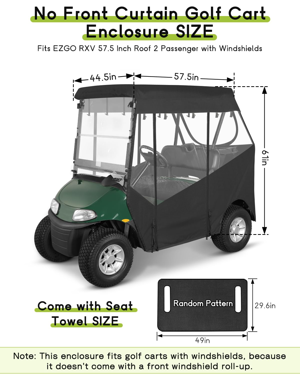 WEIMELL EZGO RXV enclosure three-sided window for unobstructed side and rear view