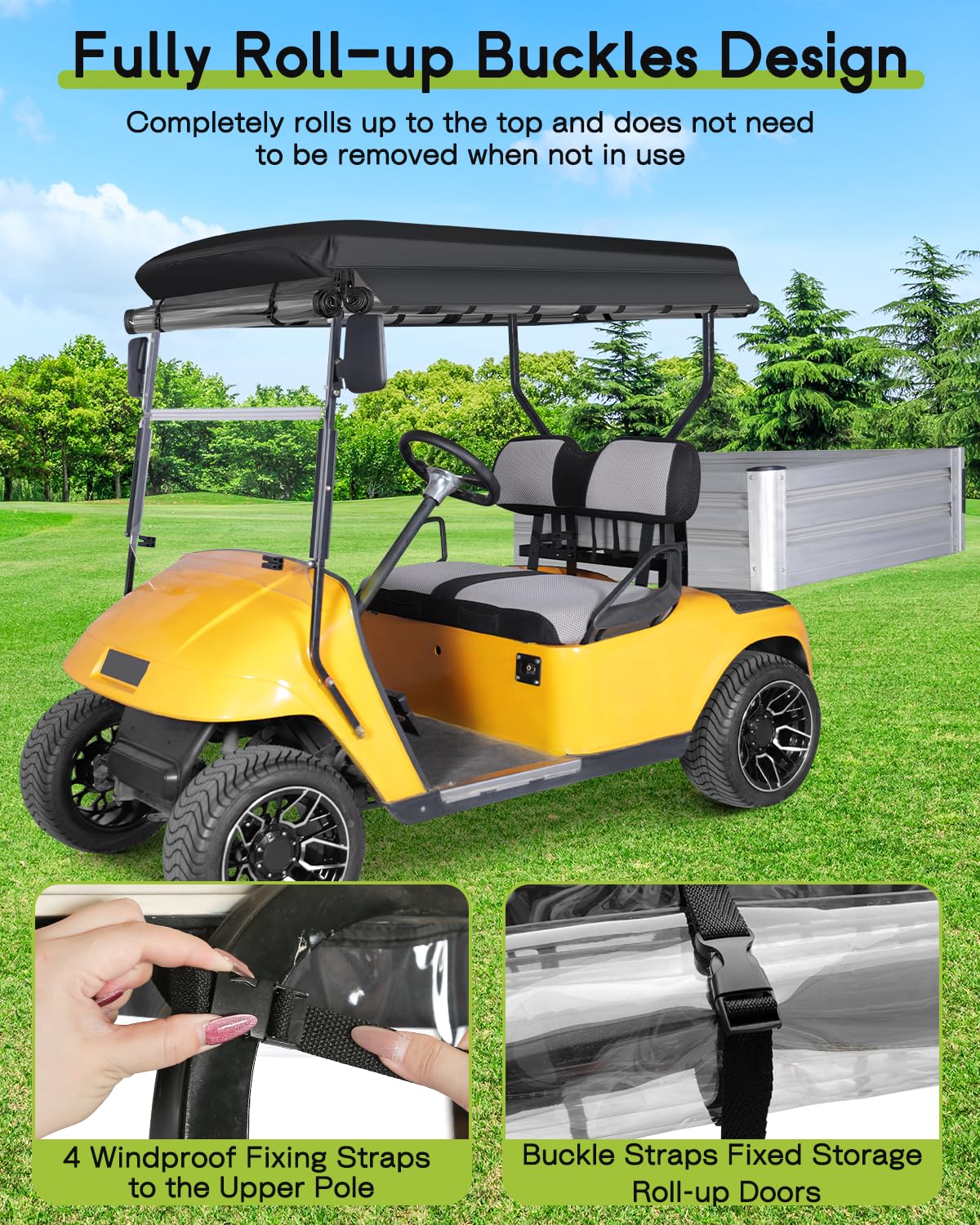 Weimell EZGO TXT cover showing mirror zipper openings for safe adjustments