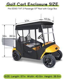 Weimell EZGO TXT enclosure side view with rolled-door for easy access