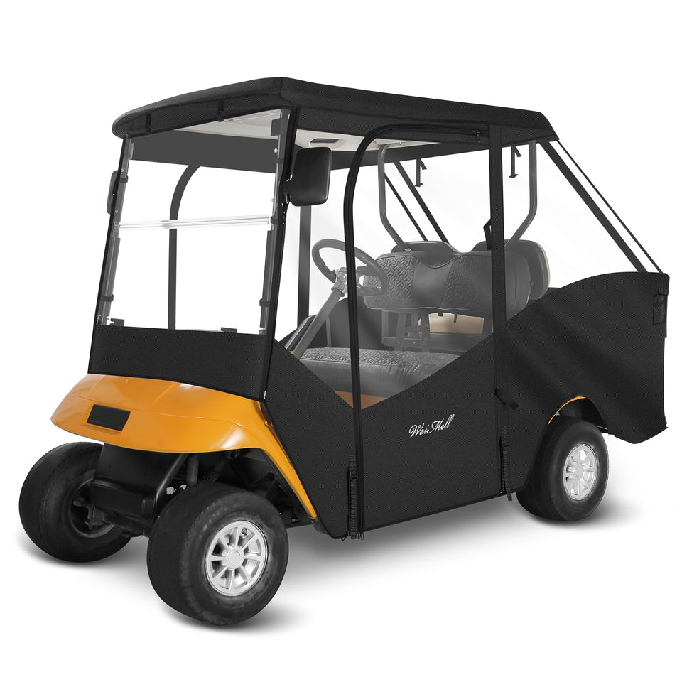 WEIMELL golf cart enclosure front view for EZGO TXT protects from rain