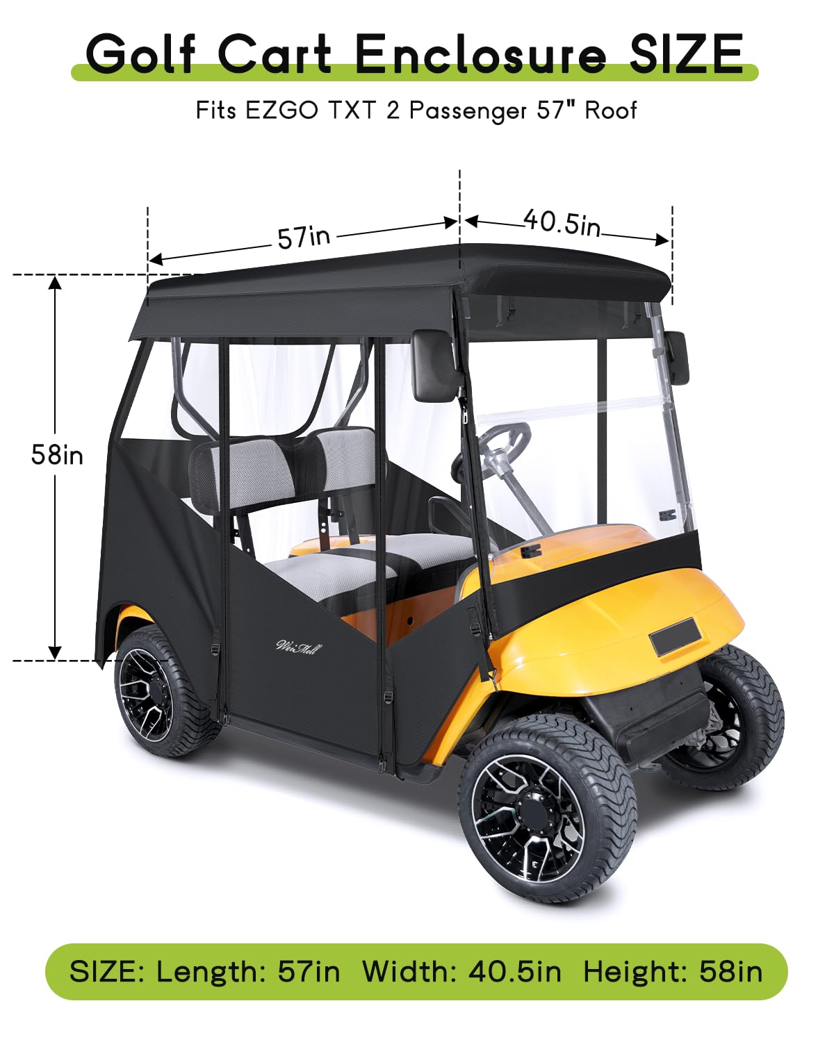 WEIMELL enclosure side view showing roll-up doors for easy access and ventilation.