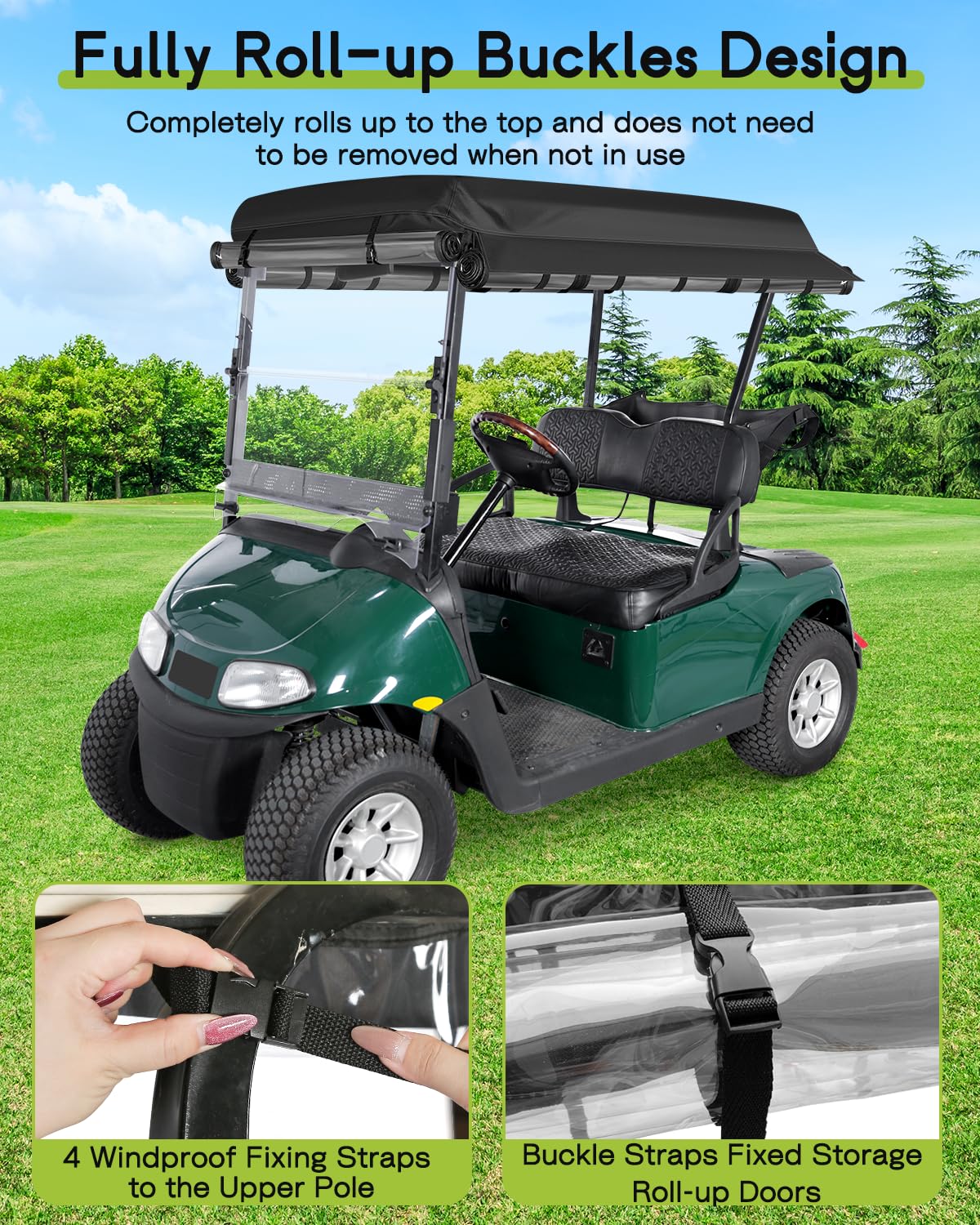 WEIMELL front windshield roll-up feature for ventilation