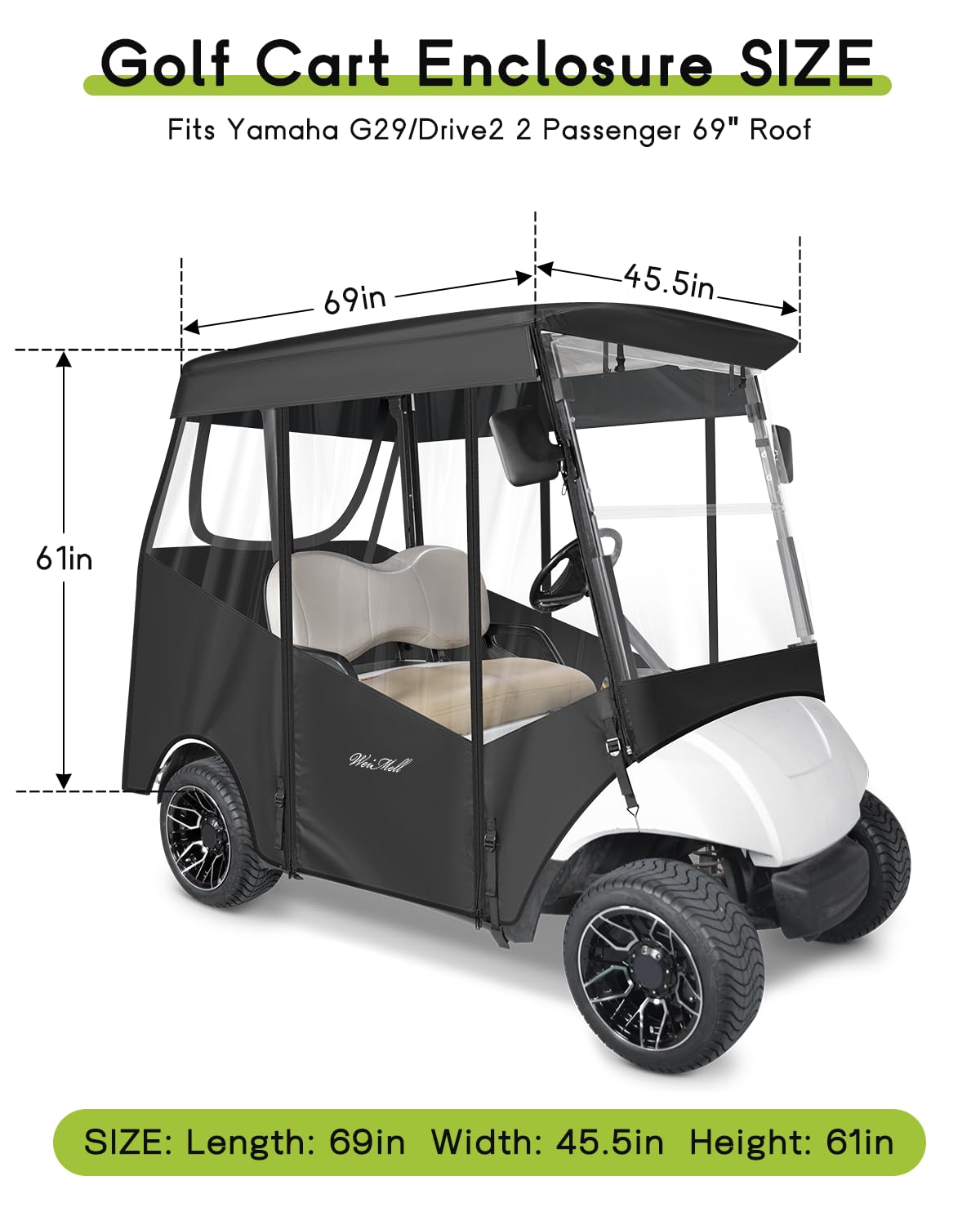 WEIMELL enclosure with four clear windows for visibility while driving