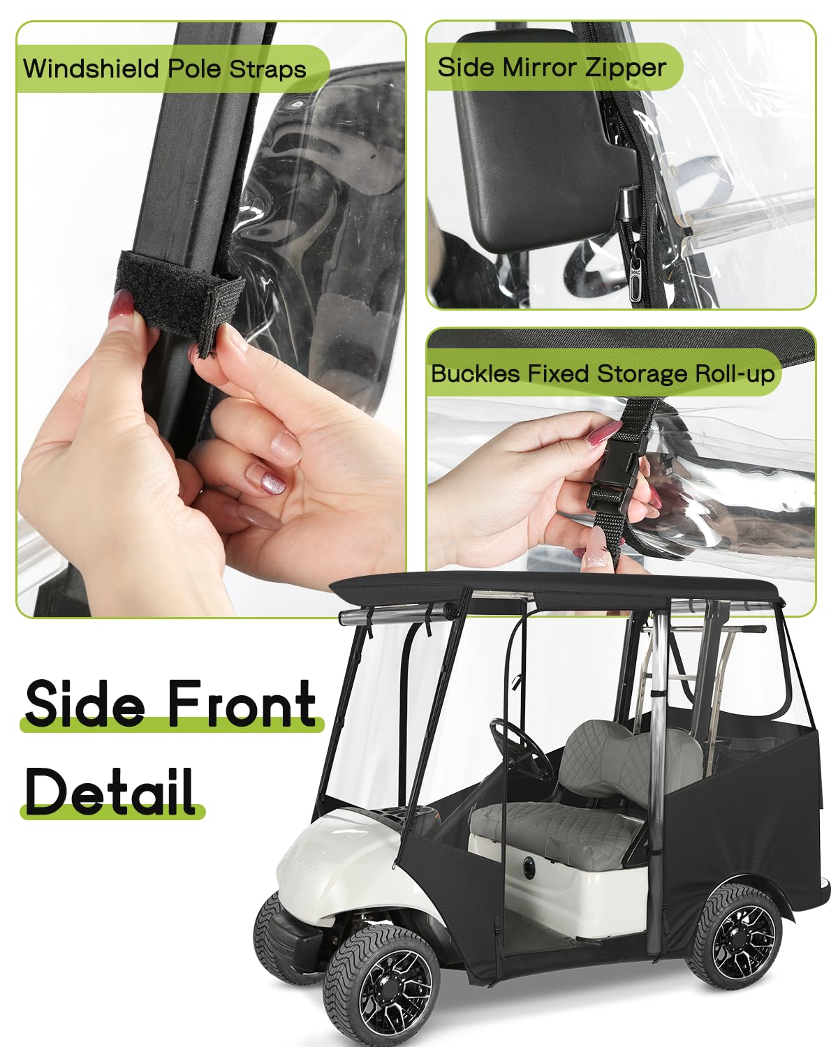 WEIMELL zipper door and fabric close securely for two-seat model