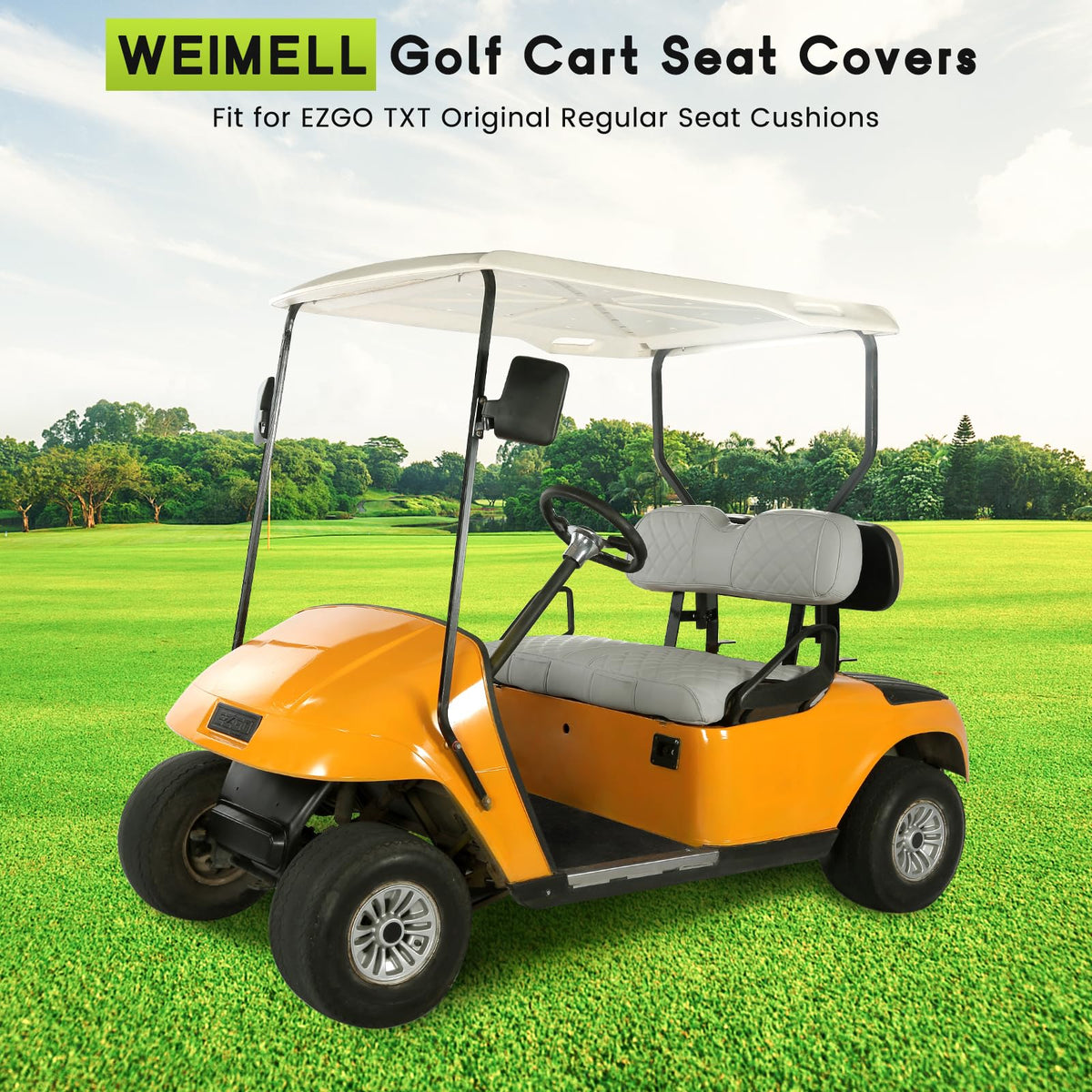 WEIMELL grey seat cover fits EZGO TXT models for a cohesive look.