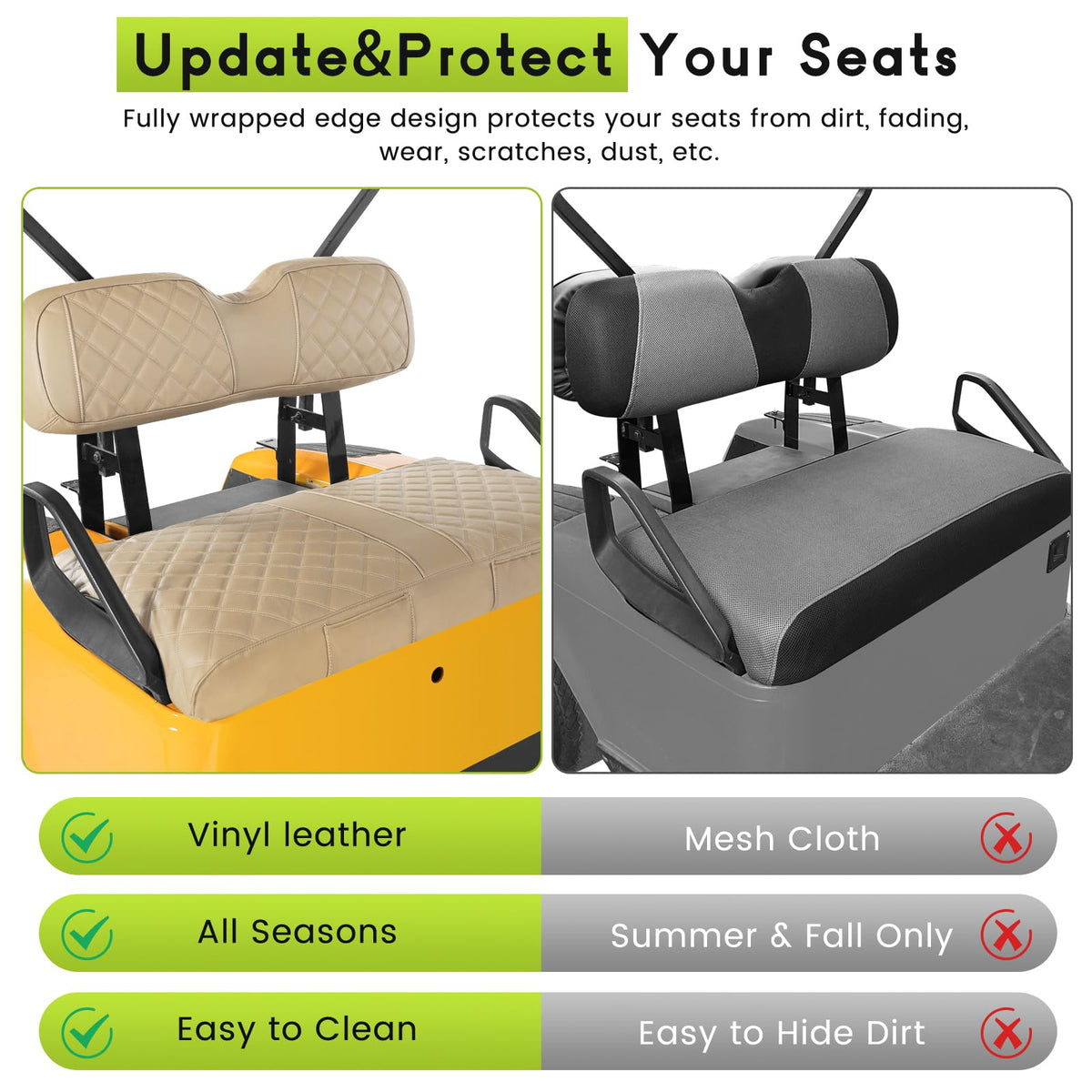 WEIMELL golf cart seat cover easy install with adjustable straps and buckles