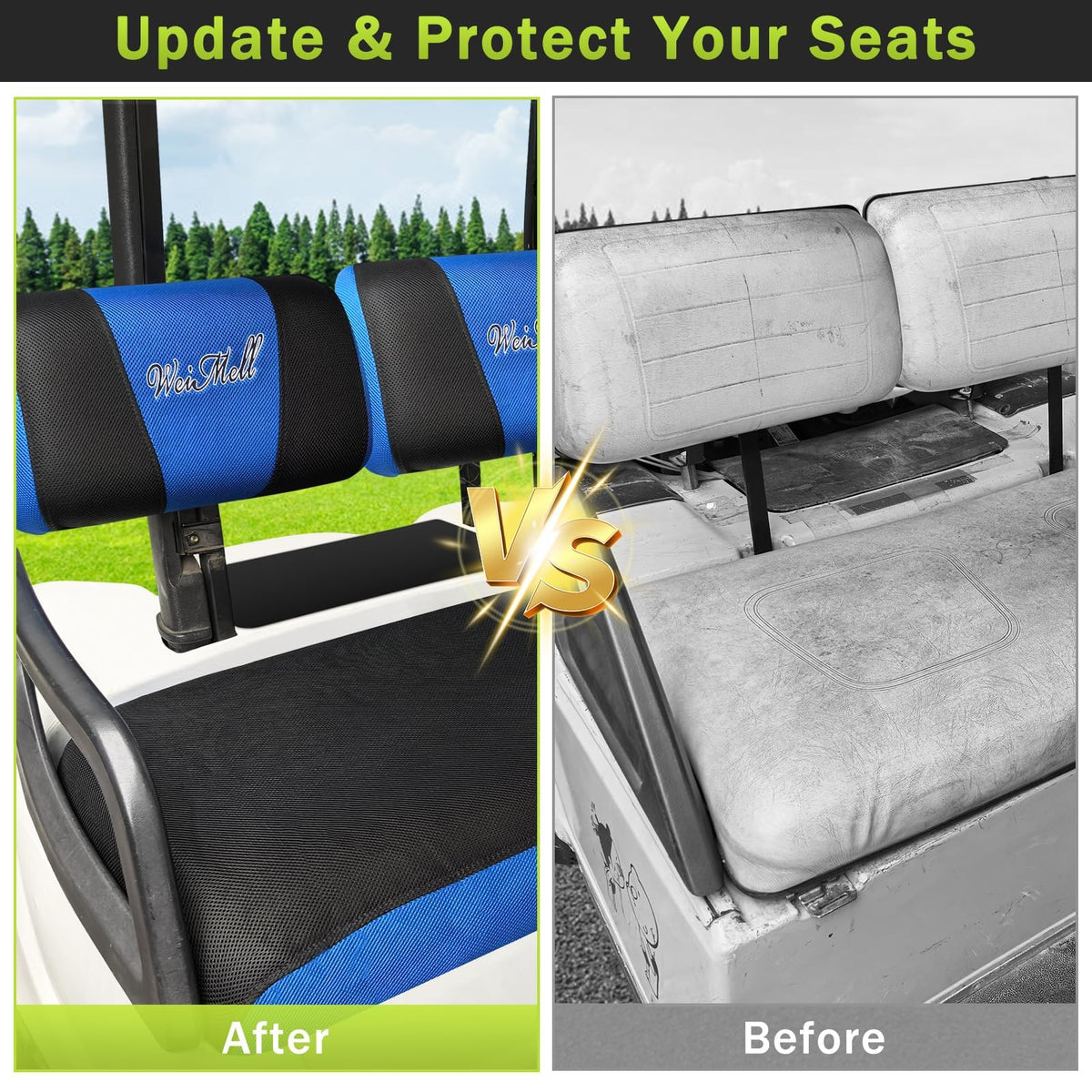 WEIMELL front seat cushion cover demonstrating durable, easy-care fabric
