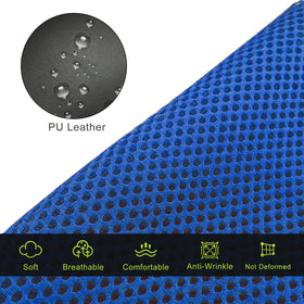 Two-tone WEIMELL golf cart seat cover shields seats from dirt and wear.