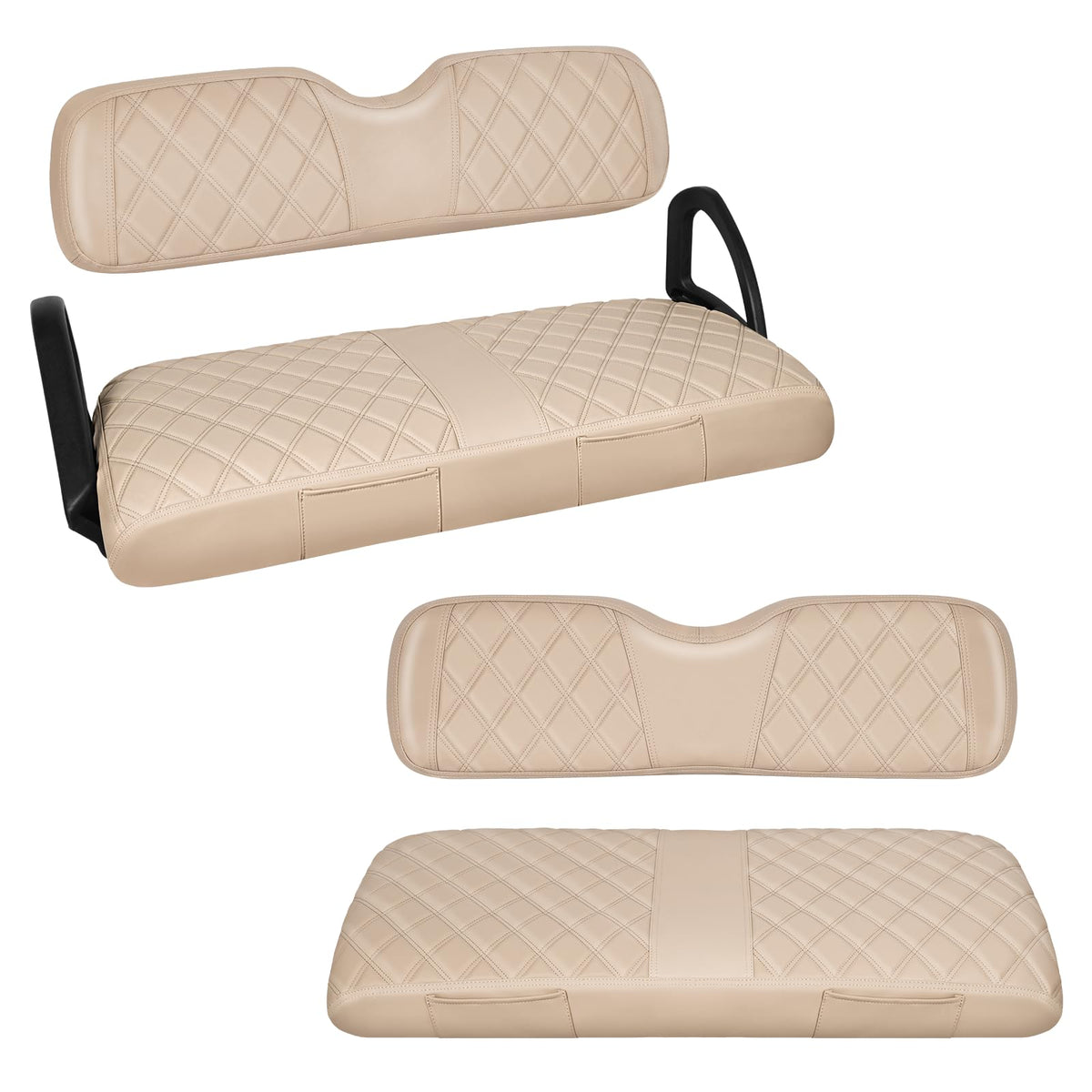 WEIMELL front seat cover for EZGO RXV in beige, easy wipe-clean surface