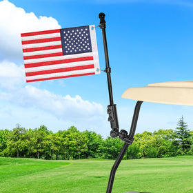 WEIMELL golf flag holder base shows sturdy aluminum base for secure mounting on various cart frames.