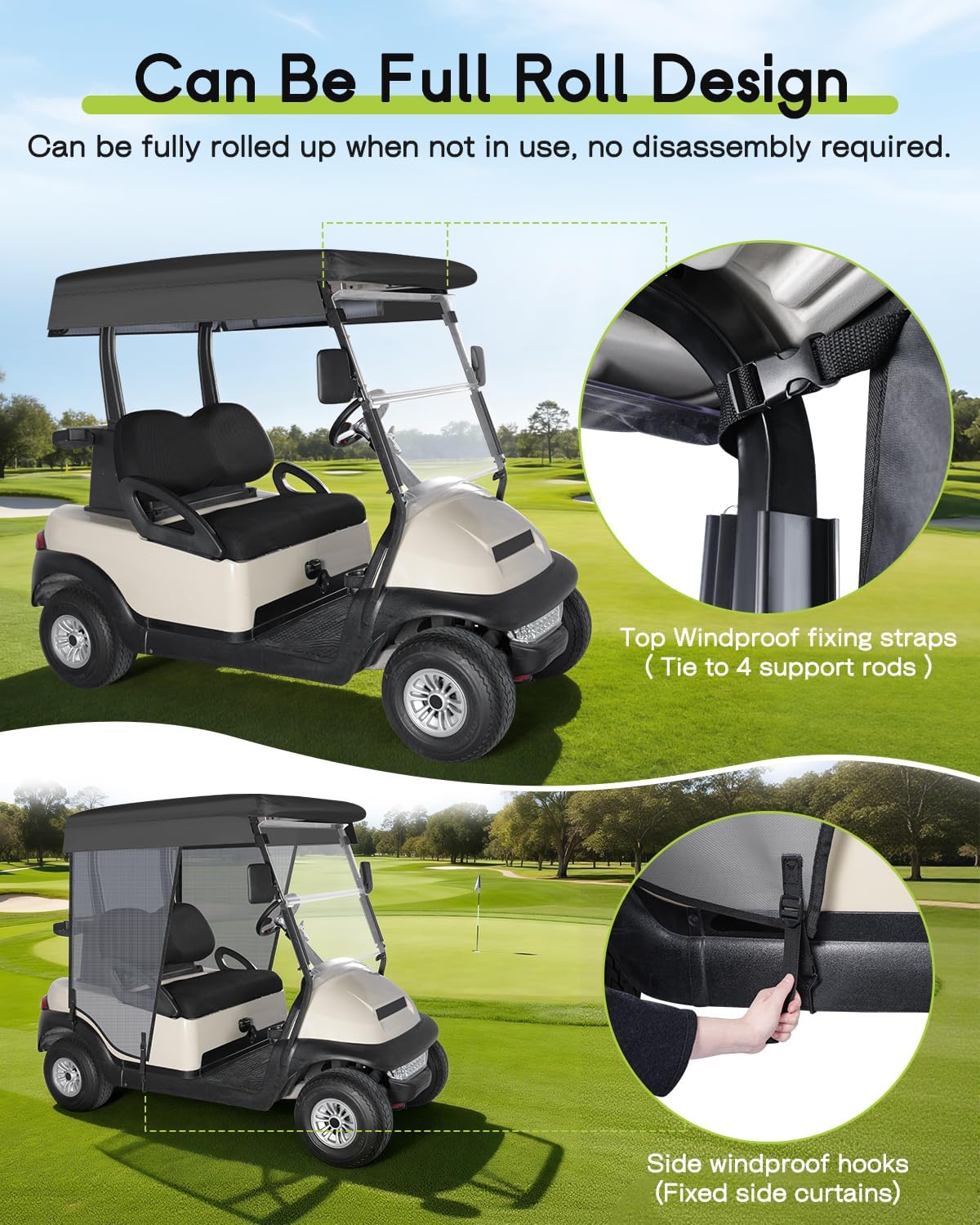 WEIMELL roll-up curtain mechanism enables quick open-air driving.