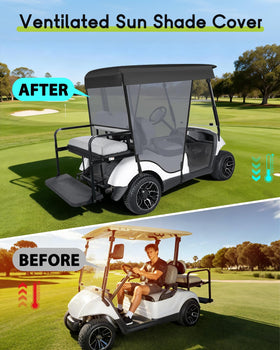 WEIMELL roll-up sun shade for Yamaha G29 open-front view enables easy entry.