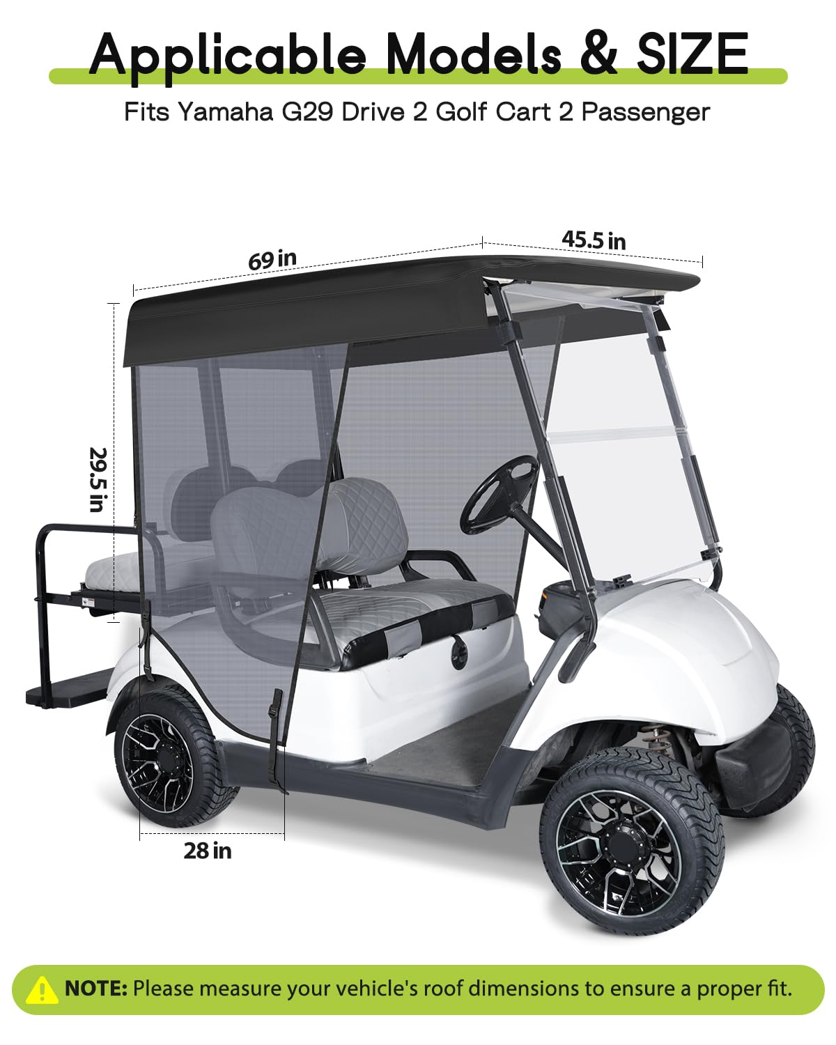 WEIMELL roll-up sun shade for Yamaha G29 side-closed view shields sun and enhances comfort.