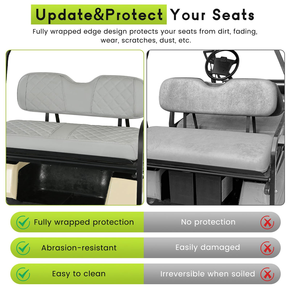 WEIMELL scratch and stain resistant vinyl leather keeps seats cleaner between cleanings