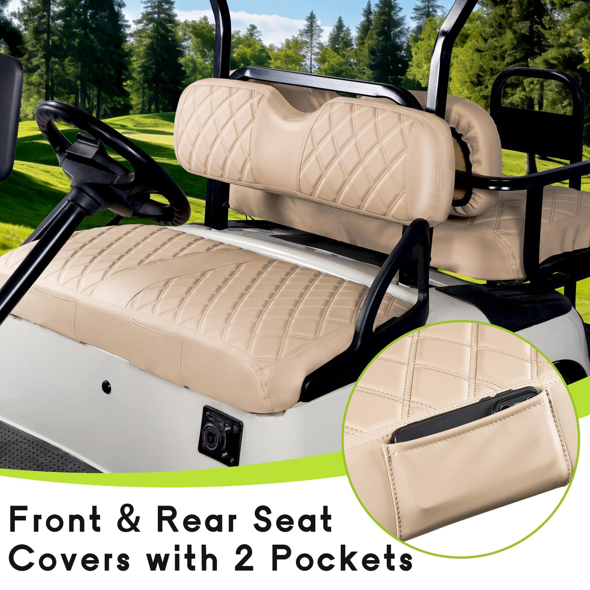 Front seat cover with integrated pocket design for extra storage