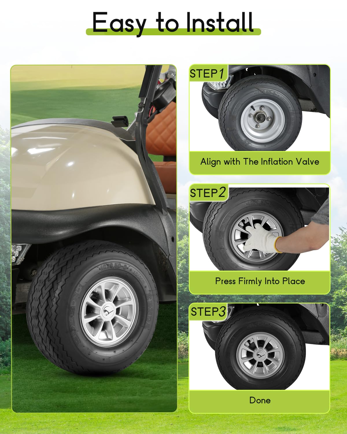 Weimell tool-free install hub cap snaps into place without tools.