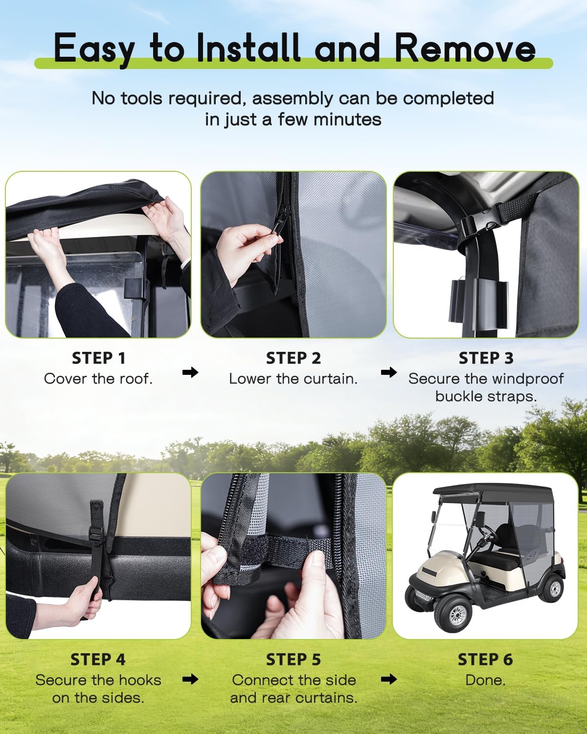 WEIMELL tool-free installation drapes over roof in minutes without drilling.