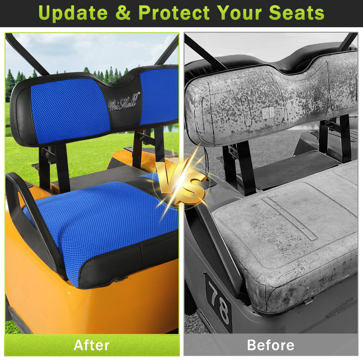 Weimell two-tone full-wrap design adds luster while shielding seats from wear.