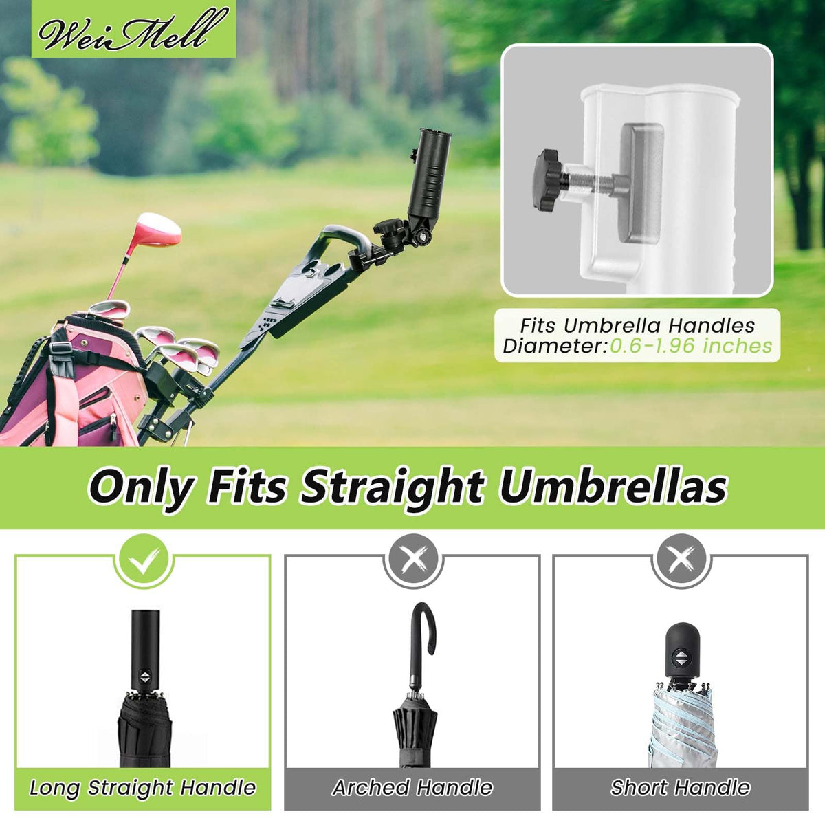 Weimell adjustable-knob secures a tight umbrella fit on various handles.