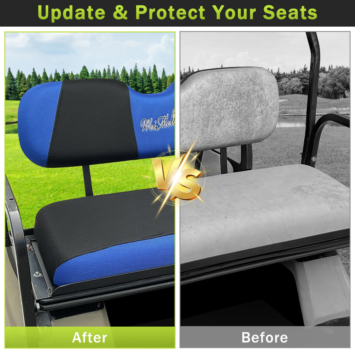 WEIMELL dual-color design protects and refreshes golf cart seating.