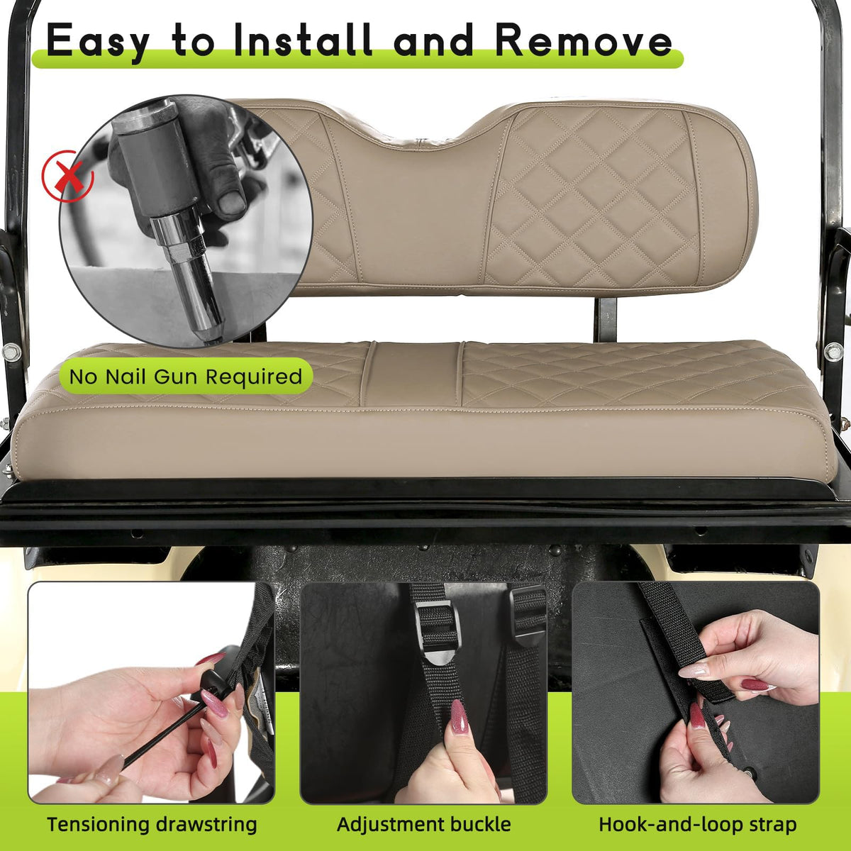WEIMELL easy-clean surface keeps golf cart seats looking new