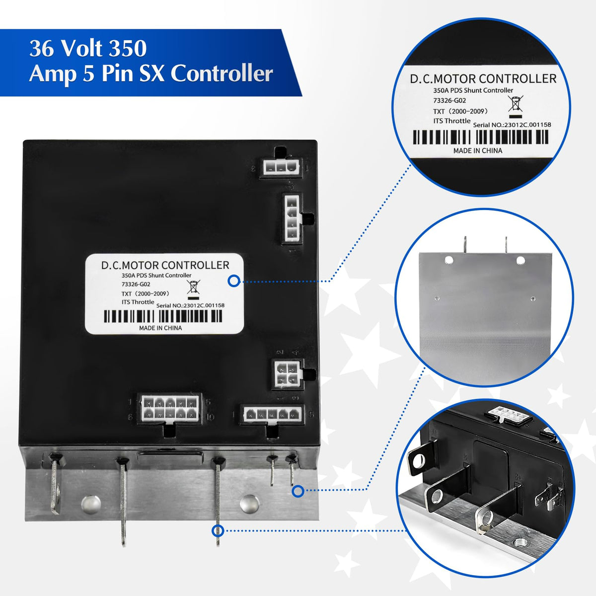 WEKANI 36V 350A EZGO TXT controller packaging for easy replacement kit.