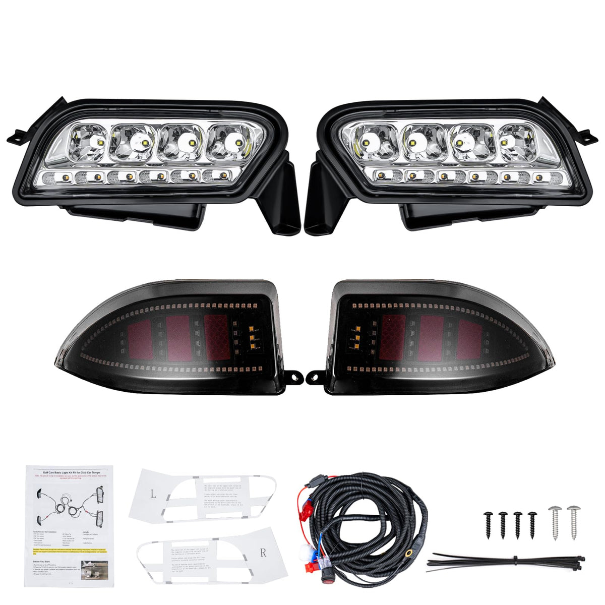 WEKANI front lights provide clear nighttime visibility for safe golf cart rides.