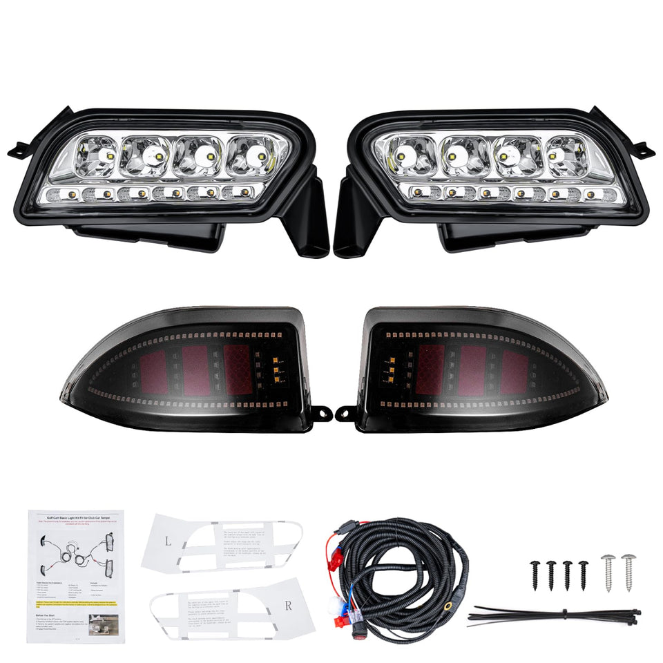 WEKANI front lights provide clear nighttime visibility for safe golf cart rides.