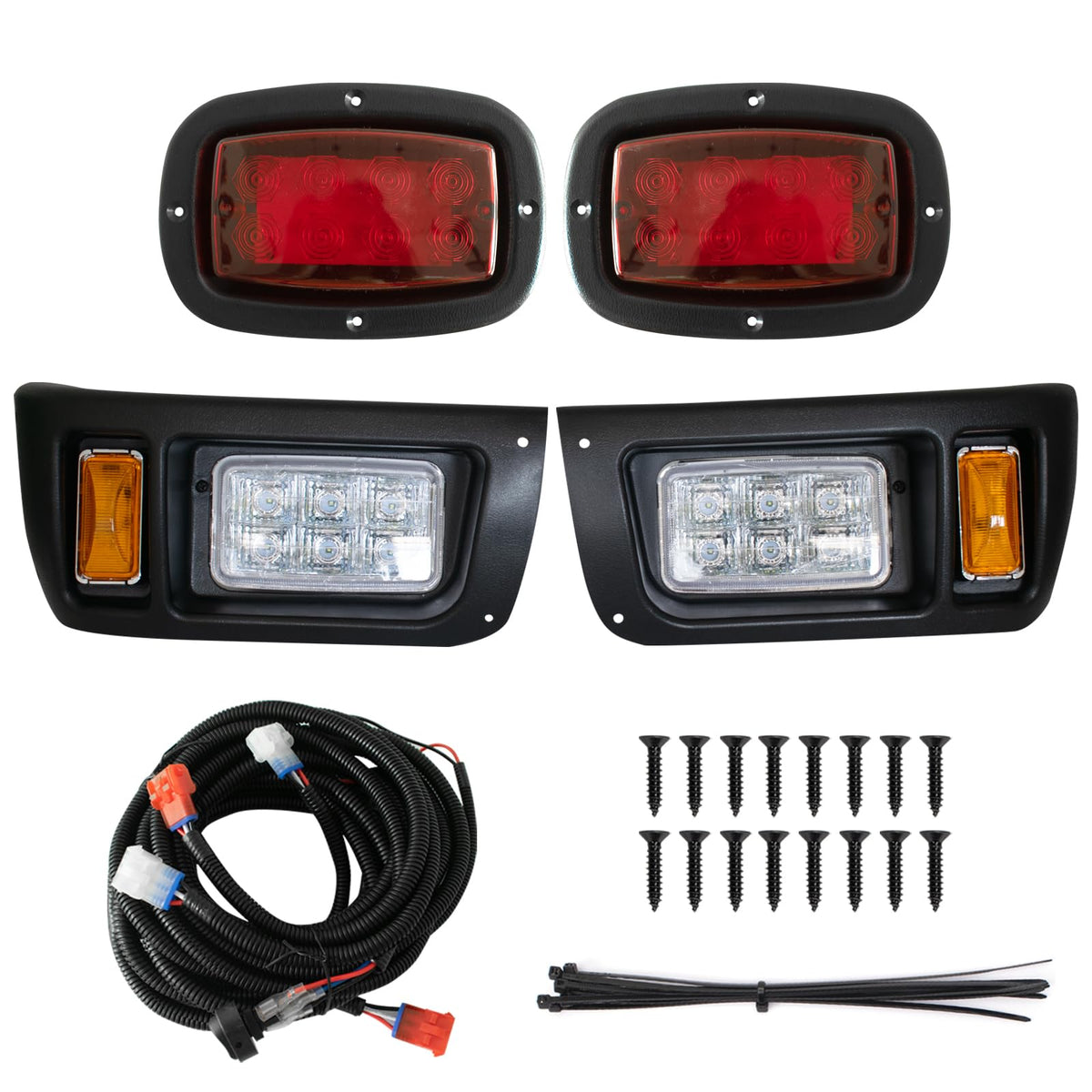 WEKANI golf cart light kit headlight front view showing bright beam