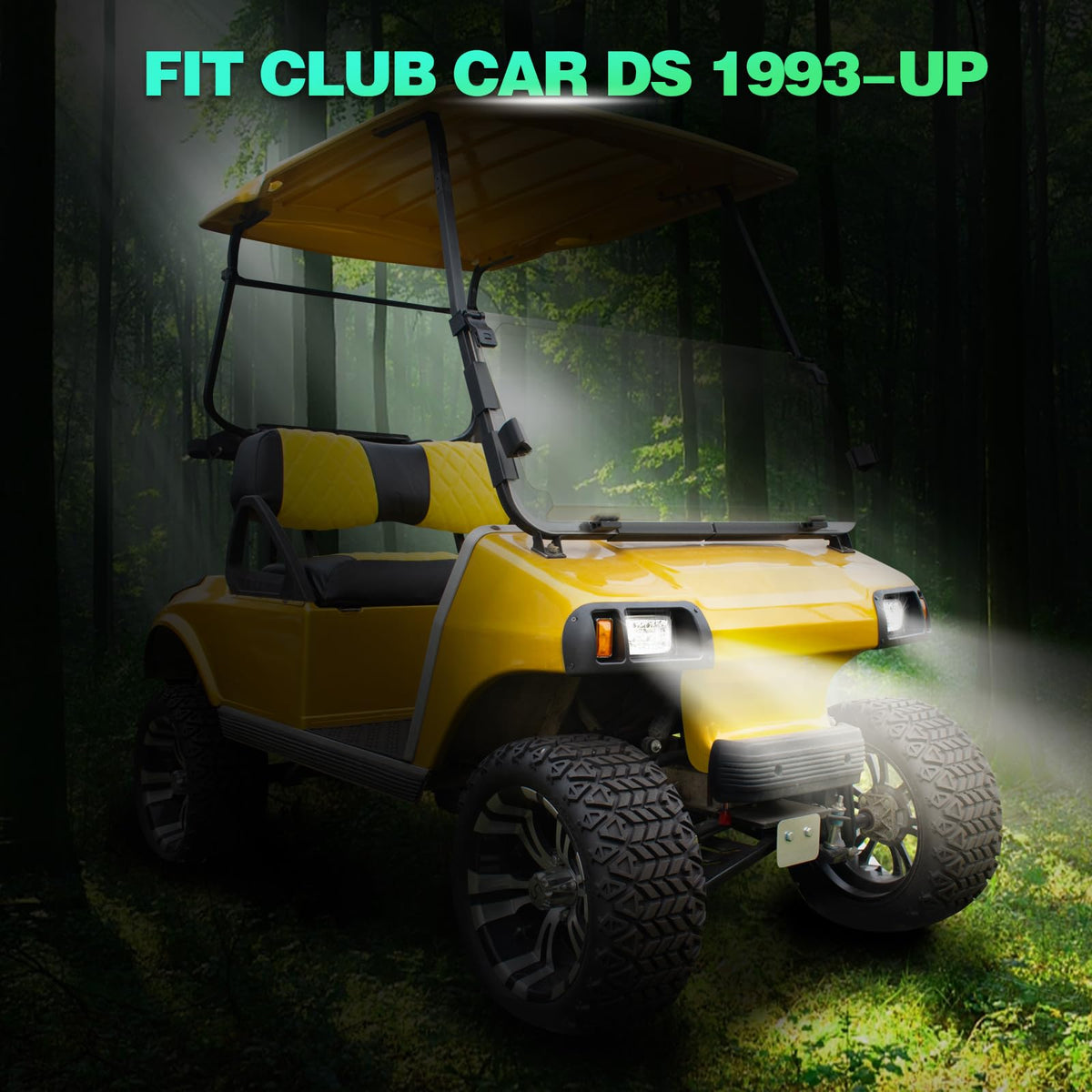 WEKANI golf cart light kit headlight front view with even glow