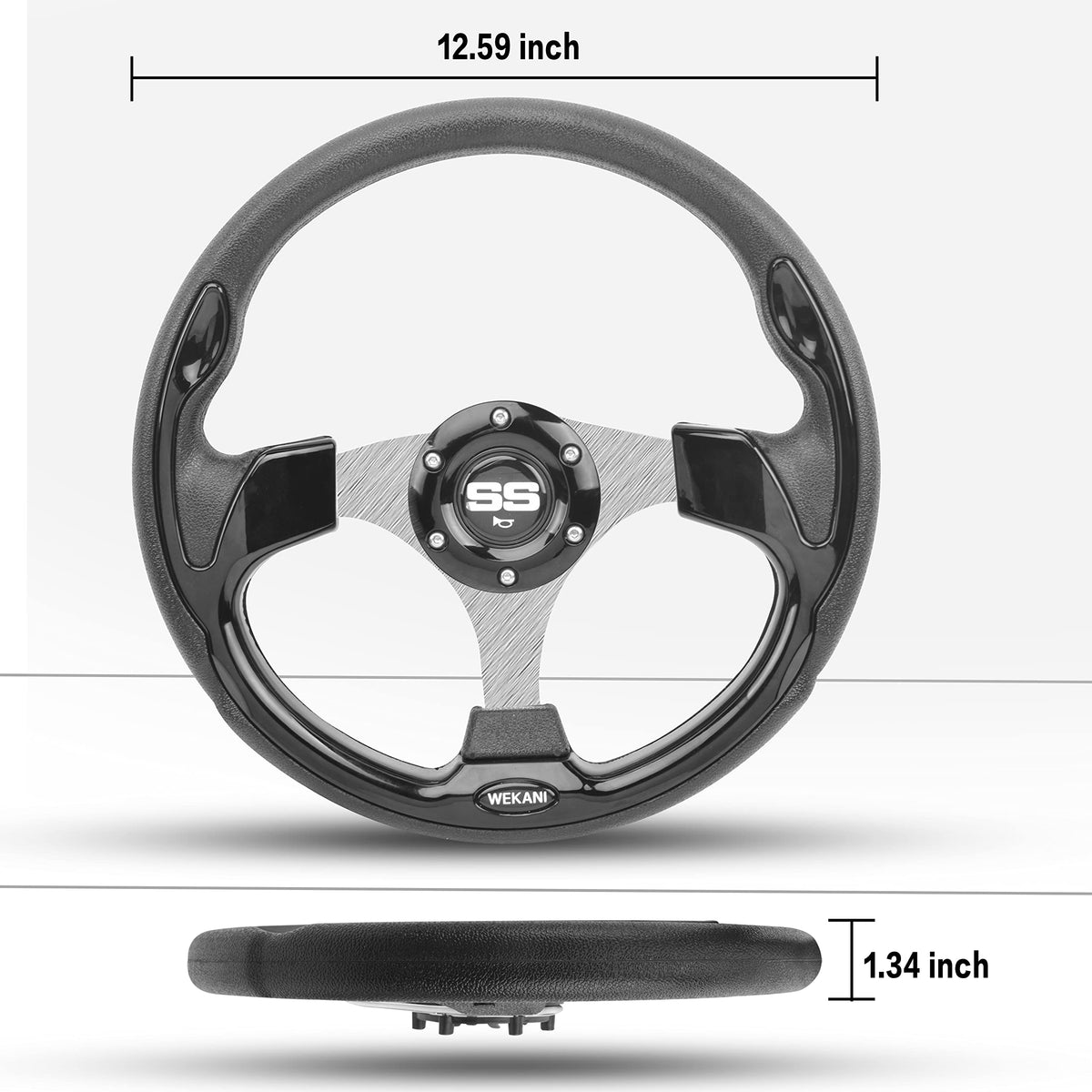 WEKANI palm-comfort steering wheel supports relaxed hands on longer drives.