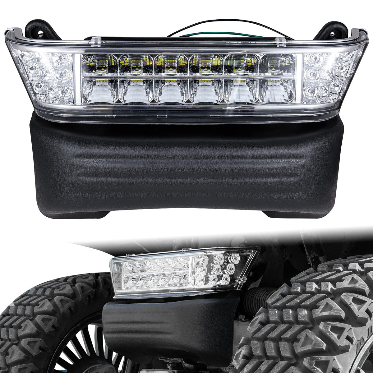 WEKANI upgrade golf cart headlight kit front view improves nighttime visibility.